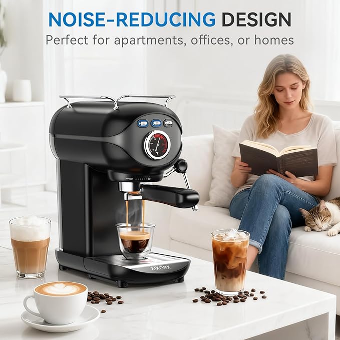 Espresso Machine 20 Bar, Compact Coffee Maker with Milk Frother Steam Wand Professional Coffee Machine for Home, Latte Cappuccino Machine for Office Use