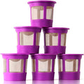 6 Reusable K Cups for Keurig Coffee Makers - BPA Free Universal Fit Purple Refillable Kcups Coffee Filters for 1.0 and 2.0 Keurig Brewers