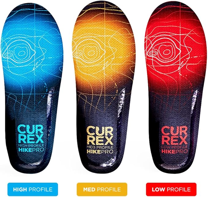 CURREX HikePro Insoles for Hiking Boots & Shoes – Shock Absorbing Inserts to Help Reduce Fatigue and Increase Performance – Anti-Slip Heel Surface for Stability – for Men & Women – Medium Arch, XL