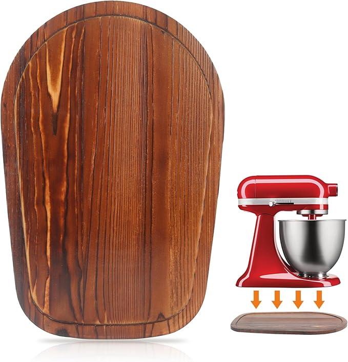 Mixer Slider Compatible with 3.5 QT Kitchen Aid Stand Mixers, Kitchen Countertop Storage Mover Sliding Caddy Mixer Slider Mat for Kitchen Aid Stand Mixer Accessories Attachment (Pine Wood - Brown)