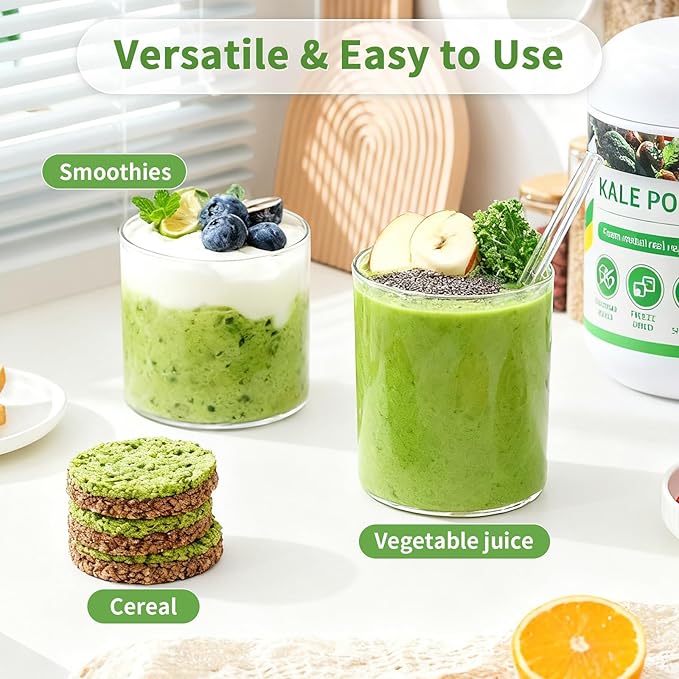 GaoGaoFen Kale Powder,7.05oz/200g, Natural Fresh Vegetable Powder,Green Superfood for Kale Drink,Cooking Salad Seasoning,Tea,Gluten Free