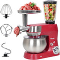 6-in-1 Multifunctional Stand Mixer, 5.3Qt 660W, 6-Speed Tilt-head, Electric Kitchen Mixer with Stainless Steel Bowl,Meat Grinder, Juice Blender (Red)