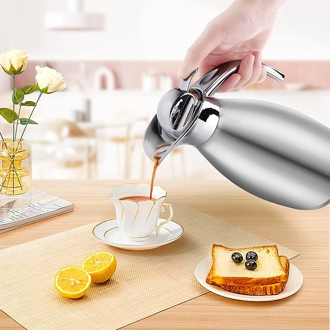 70oz Thermal Coffee Carafe Insulated Coffee Thermos Urn, Stainless Steel Coffee Carafes For Keeping Hot, Double Walled Insulated Vacuum Flask Pot, Tea Water Coffee Hot Beverage Airpot Dispenser