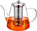 PARACITY Glass Teapot Stovetop 41 OZ/1200ml, Tea pot with Removable Stainless Steel Infuser, Borosilicate Clear Tea Kettle with Scale, Teapot Blooming and Loose Leaf Tea Maker Tea Brewer for Camping