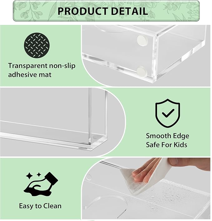 Clear Acrylic Napkin Holder for Table, Elegant Non-Slip Guest Towel Tray for Bathroom, Waterproof Vertical Tissue Dispenser for Kitchen, Dining, Bar, Office Right Angles