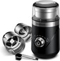 SHARDOR Electric Super Silent Blade Coffee Grinder, Timed Grind Control Rotary Knob, Adjustable Coarse to Fine for Coffee Beans, Spices & Herbs, with 2 Removable Stainless Steel Bowl, Black