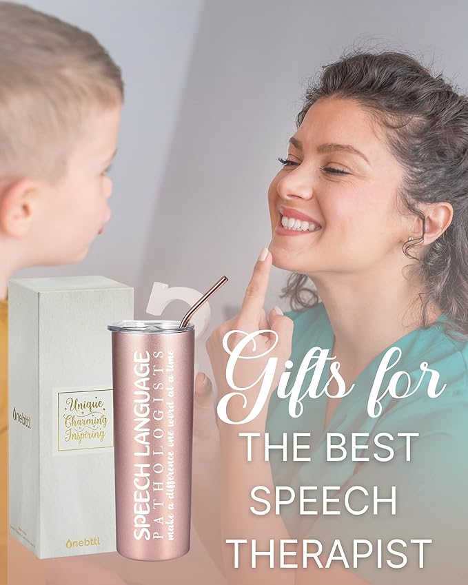 Speech Language Pathology Gifts for Women, Gifts for SLP on National Speech Pathologist Day, Birthday and Chirstmas, 20 oz Insulated Stainless Steel Travel Tumbler-ONE WORD AT A TIME