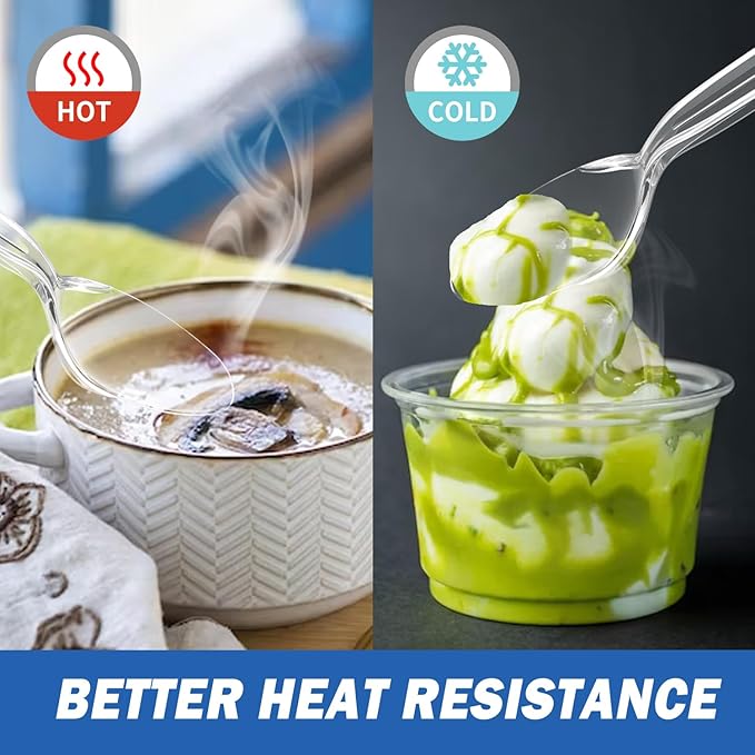 POSATE Heavy Duty Plastic Spoons - Food-Grade Disposable Material, Clear, Pack of 30