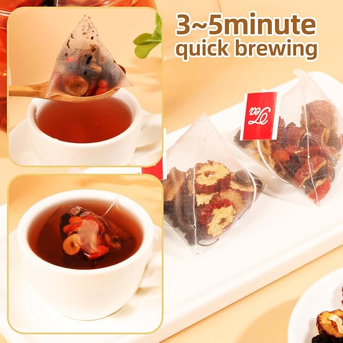 Ginseng Five Treasures Tea - 6 Precious Herbs Kidney Cleanse & Detox Tea, Traditional Chinese Organic Herbal Blend with Ginseng, Goji, Red Date for Men & Women (30 Bags)