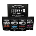 Gourmet Coffee Sampler Gift Box Set, Roasted Coffee Beans, Sumatra Dark, Kenya AA Medium-Dark, Rwanda Medium, Natural Ethiopian Light, Whole Bean, 4 Bags, 16 oz Total