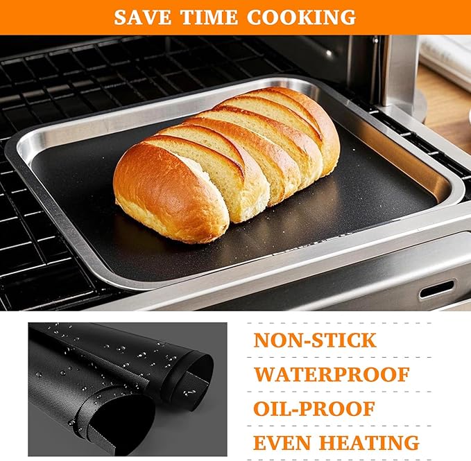 5 PCS Teflon Mats Oven Liner for Emeril Lagasse 26 QT French Door 360 Air Fryer, Reusable Air Fryer Liners for Emeril Lagasse Accessories