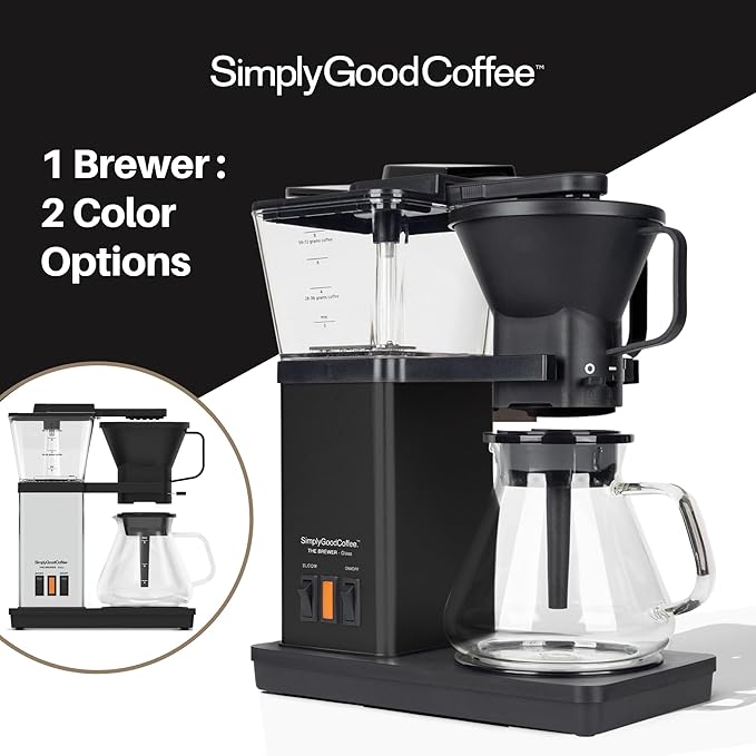 SimplyGoodCoffee Coffee Maker/Coffee Machine. 8 Cup Automatic Drip Pour Over Coffee Brewer With Vynil Wrap Custom Kit. Easy To Use, Gold Cup Standard. Matte Black