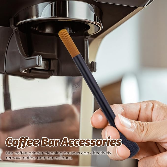 4 Pack Coffee Grinder Cleaning Brush, 2-Sided Brush & Ebony Wood Grinder Cleaner Accessories, Barista Tools for Espresso, Coffee Machine, Keyboard