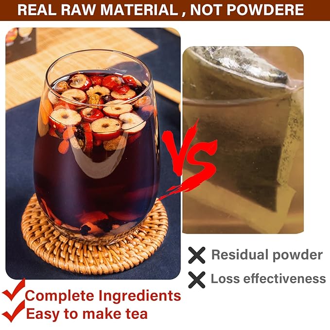 10 Bags Ginseng Ten Treasures Tea, Chinese Herbal Kidney Detox Tea for Men & Women, 10 Precious Ingredients Formula (260g,10 bags/Box)