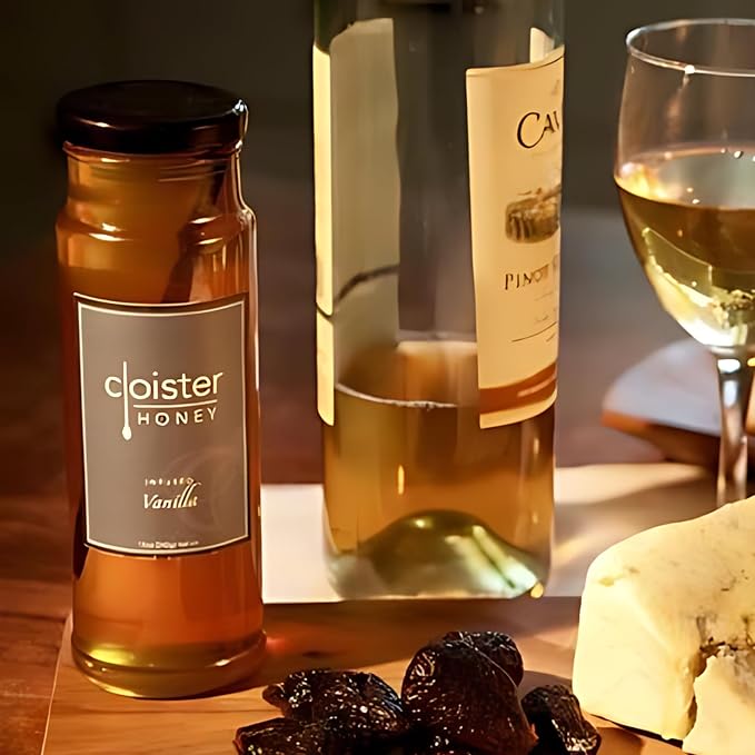 Cloister Honey Infused Honey - Vanilla (12 oz) | Hand Crafted | Raw Artisan Honey | 100% Pure, Raw & Unfiltered | All Natural | Made in USA |