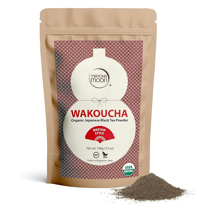 Matcha Moon Organic Matcha Style Wakoucha Black Tea Powder - Kagoshima Japan - 100g Resealable Bag