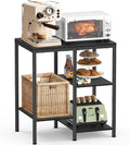 Kitchen Microwave Stand,4-Tier Adjustable Bakers Rack, Microwave Cart with Storage, Small Coffee Bar Table Appliance Shelf for Living Room,Office (Coal-Black)