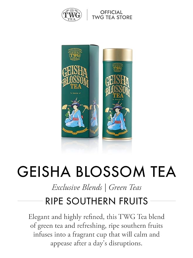 TWG Tea | Geisha Blossom Tea | Green Tea | Passionfruit & Marigold Petals | Haute Couture Tin, 100g | Gift Set