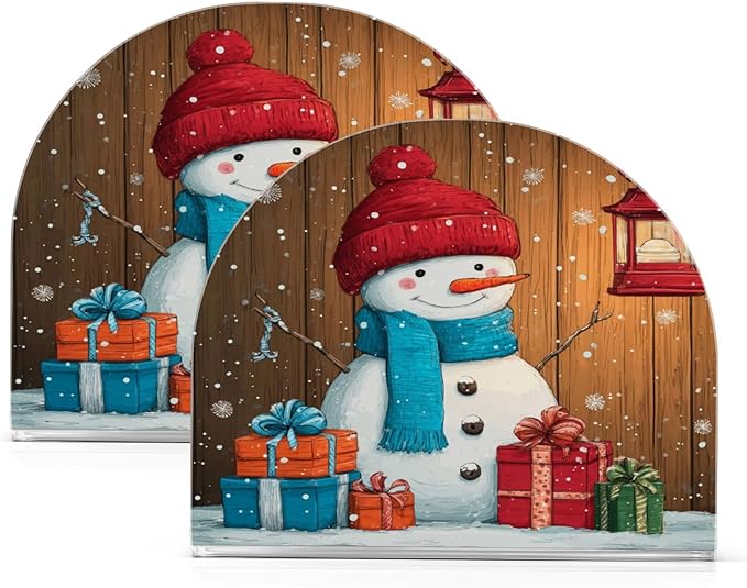 Christmas Snowman 1 Napkin Holder for Table Paper Cocktail Napkin Holders for Kitchen Dinning Acrylic Dinner Napkin Dispenser for Dinner Home Decor Bar 2 Pack
