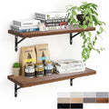 Kaboon 27 inch Long 10 inch Deep Floating Shelves for Wall Set of 2, Large Open Shelves Wall Mounted, Space Saving Home and Commercial Use, Walnut