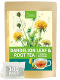 TeeLux Dandelion Leaf & Root Tea Bags, Natural Roasted Dandelion Root with Fresh Dandelion Leaf Herbal Tea, Caffeine Free, 100 Count