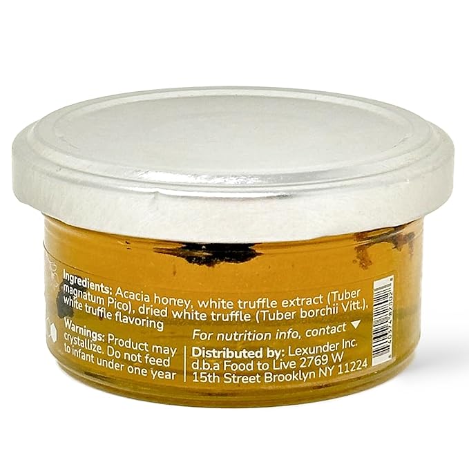 Food To Live White Truffle Acacia Honey, 70gr – Gourmet Flavored Honey, Perfect Pairing for Cheese, Poultry, and Fine Dining, Artisan Crafted Premium Delicacy (Pack of 4)