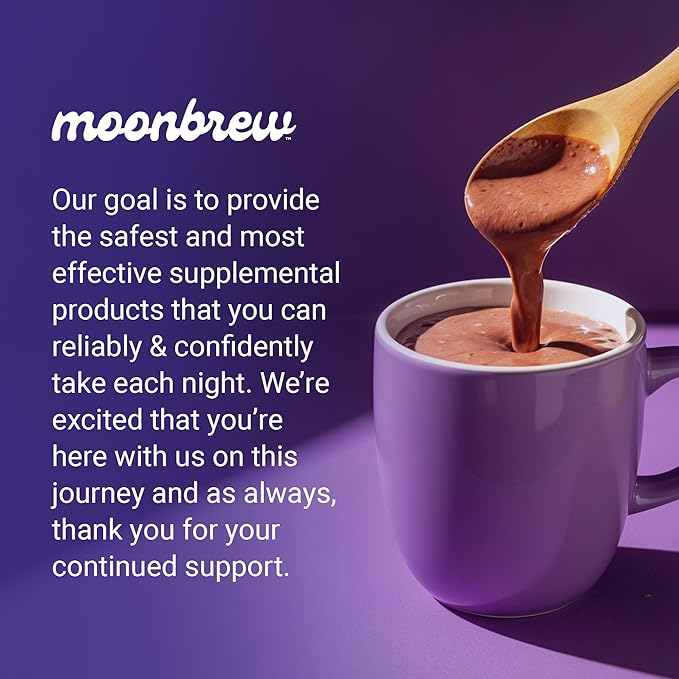 MoonBrew Nighttime Magnesium Vanilla Latte Mix, Natural Sleep Aid Drink Mix for Adults - Calming Melatonin-Free Sleep Support Powder with Magnesium Glycinate, L-Theanine, Chamomile & Zinc