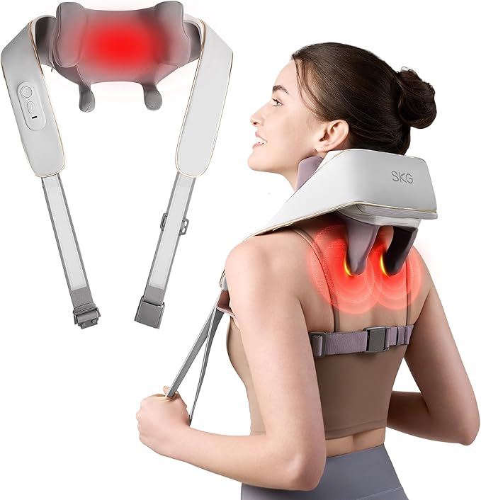 SKG Neck Massager with Heat for Pain Relief, Deep Tissue 6D Kneading, Cordless Neck and Shoulder Massager for Men and Women, Christmas Gift for Family and Friends