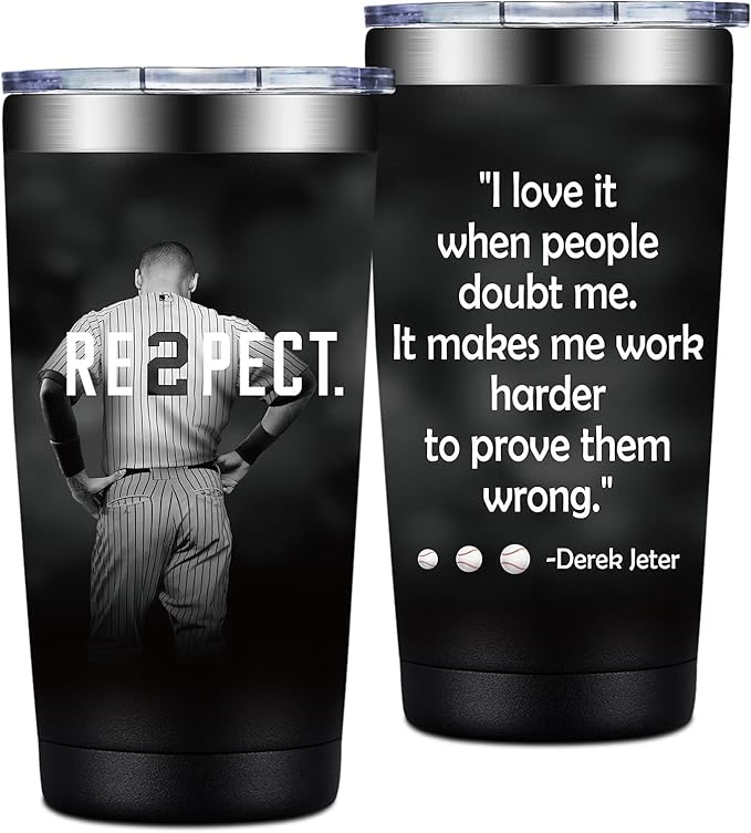 BIRGILT Derek New York Jeter Baseball Gifts -I Love It When People Doubt Me Motivational Quote, Baseball Gifts for Men - Tumbler Cup 20oz