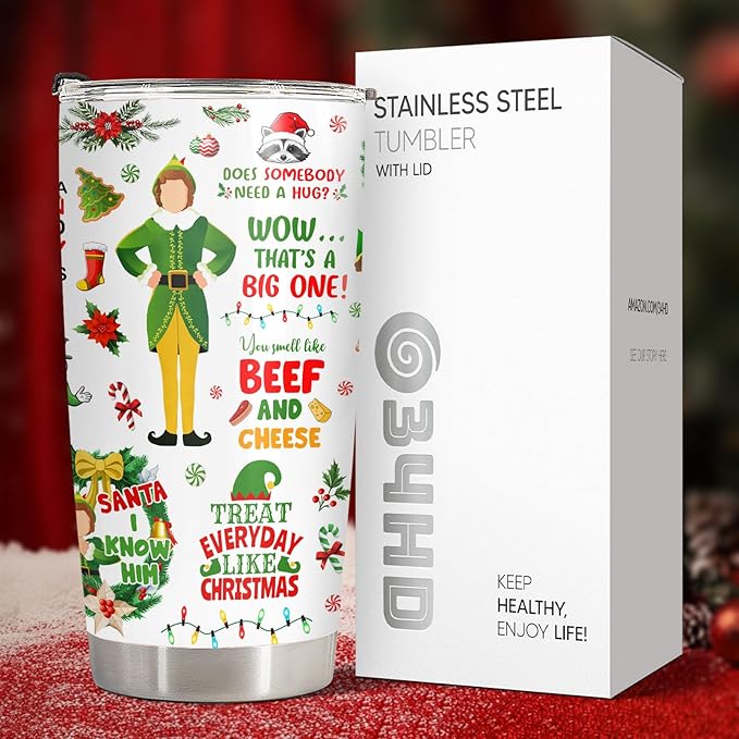 34HD Gifts for Christmas, Christmas Tumbler with Lid 20 oz Stainless Steel, Birthday Gifts for Women