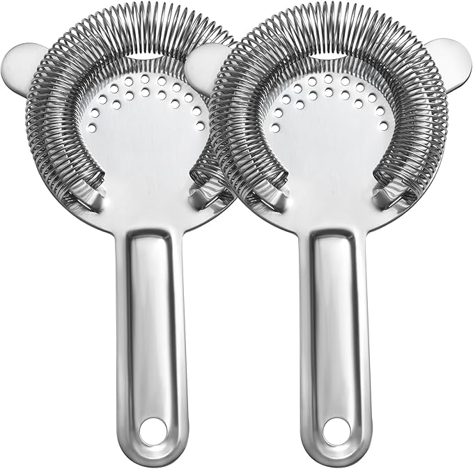 Cocktail Strainer 2 Pack, Bulk Bar Strainers for Bartending, Martini Strainer for Boston Shaker Mixing Glass, Bartender Hawthorne Strainer w/Removable Spring – Bar Supplier for Restaurant