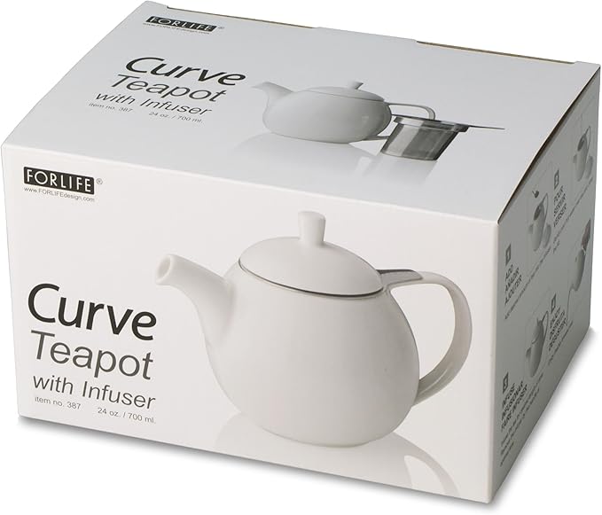 FORLIFE Curve Teapot with Infuser, 24-Ounce, Black Graphite