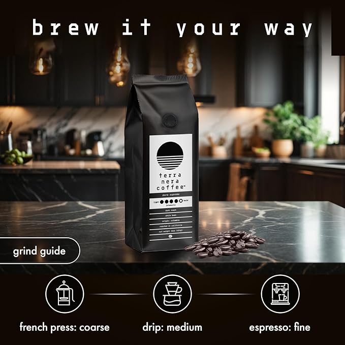 Terra Nera Coffee - Colombian Supremo Whole Bean Coffee Beans - Extra Dark Roast, Espresso-Style Arabica - Bold & Smooth Flavor - Small-Batch Roasted in the USA - 16oz (1lb / 1 Pound) Bag with Degas Valve