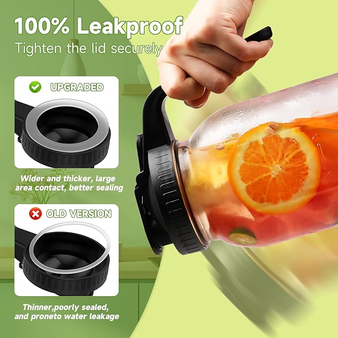 3-Pack 64oz Glass Mason Jar Pitchers with Leak-Proof Lids and Handles – Wide Mouth Design for Sun Tea, Cold Brew, Lemonade, Juice, Iced Tea, and Water