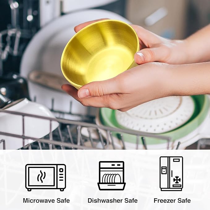 10 Pcs Mini Stainless Steel Gold Mixing Bowls Salad Bowls Gold Serving Bowls for Baking, Prepping and Serving Food Salad Fruit Snack Soup Cereal