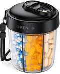 AUVON Large Pill Dispenser Can Store 7 Various Supplements, Travel Pill Organizer Bottle with Anti-Mix Design, Arthritis-friendly Pill Holder with Wide Opening & Slider Lid, Includes 20 Blank Stickers