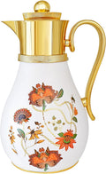 Arabic-Style Insulated Thermal Coffee Carafe, 33 oz, Coffee Pot,Insulated Carafe Flask for Hot Cold Drink Tea,Housewarming Ornaments (Flower)