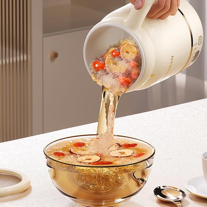 Multifunctional Portable Electric Cooking Mug, 900ml Big Electric Stew, Fast Boil Teapot, Fast Boil Teapot & 24H Keep-Warm, Prepare Herbal Tea, Porridge (White)