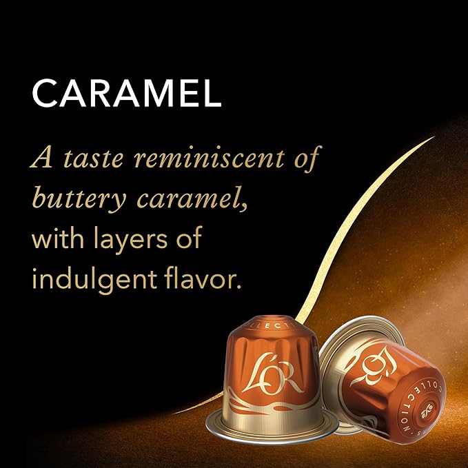 L'OR Espresso Capsules, 30 Count Caramel, Single-Serve Aluminum Coffee Capsules Compatible with the L'OR BARISTA System & *Nespresso Original Machines, 30 Count (Pack of 3)