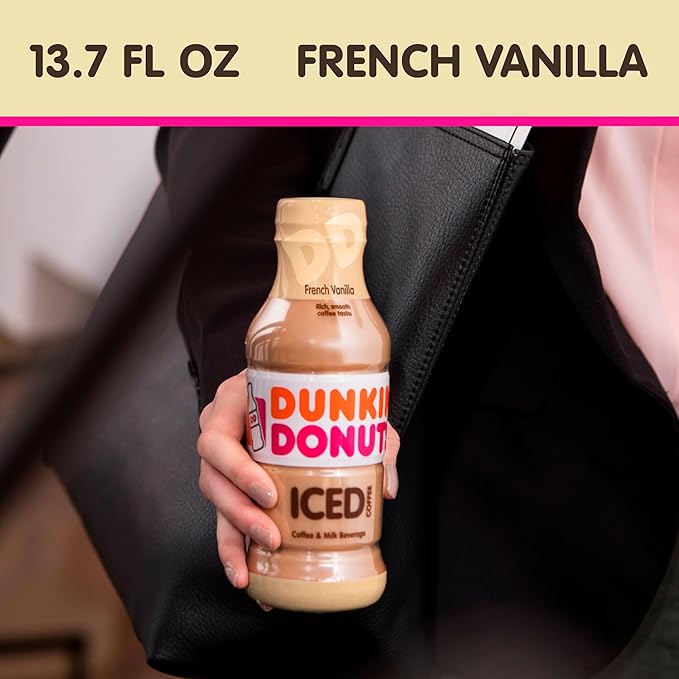 Dunkin' French Vanilla Iced Coffee Bottles, 13.7 fl oz, 12 Pack