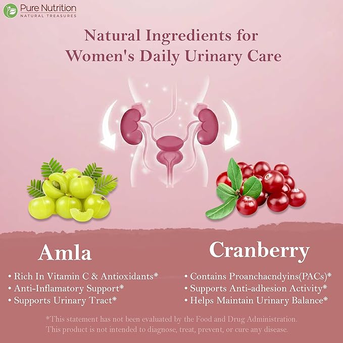Pure Nutrition Cranberry Extract with Amla & Probiotics |120 Caps | Cranberry Extract Supports Healthy Urinary Tract Function* | Non GMO