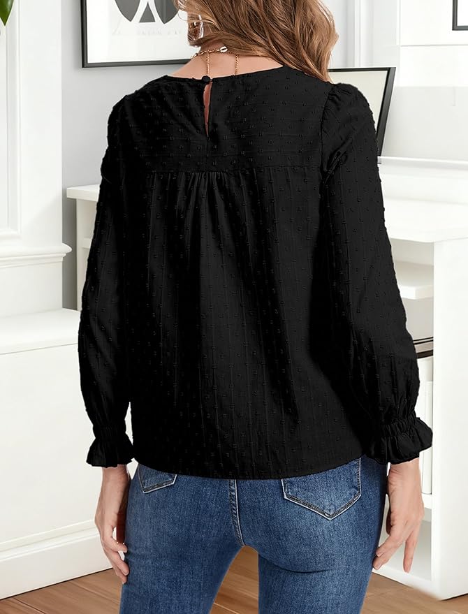 Long Sleeve Shirts Women Dressy Blouses for Women Cute Crew Neck Fall Tops Trendy Women's Clothing 2025 Fashion