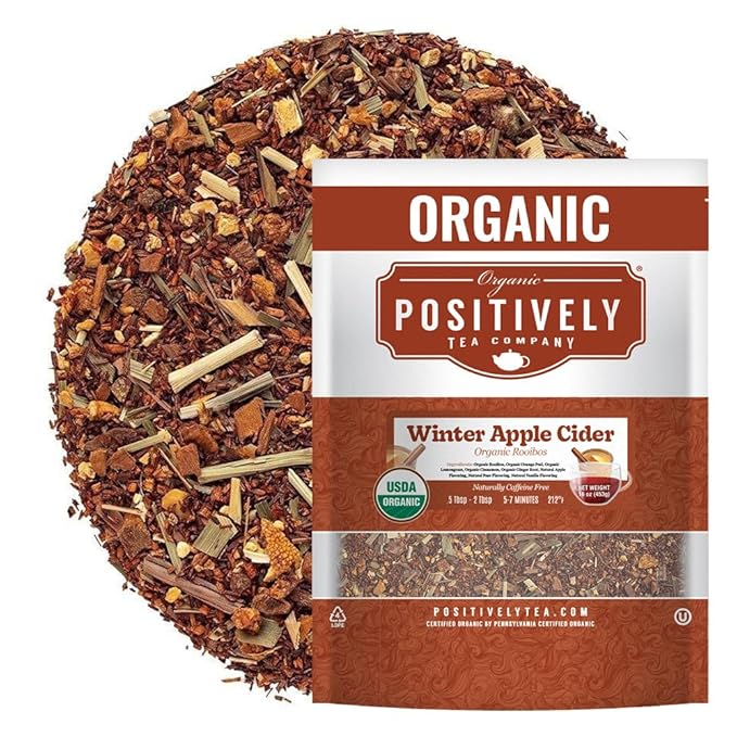 Organic Positively Tea Company, Winter Apple Cider Rooibos Tea, Loose Leaf, 16 Ounce