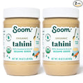 Soom Foods Organic Tahini 16oz (2 Pack) | Roasted & Ground Sesame Seed Paste | Creamy Tahini for Dubai Chocolate, Hummus, Sauces | Vegan, Nut-Free, Gluten-Free, Kosher, Keto, Paleo, Whole30
