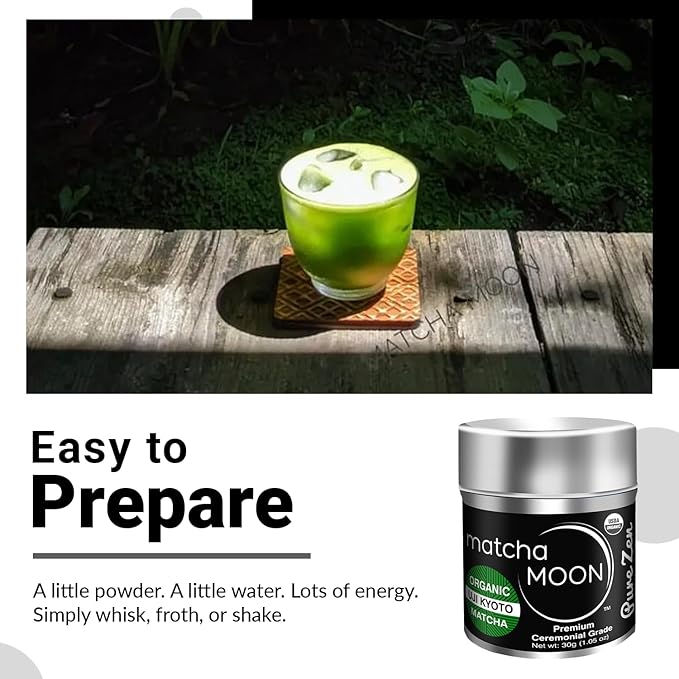 Matcha Moon Pure Zen - Premium USDA Organic Ceremonial Grade Matcha Green Tea Powder, 30g Tin - Uji Kyoto Sourced, First Harvest, Traditional Japanese Tea