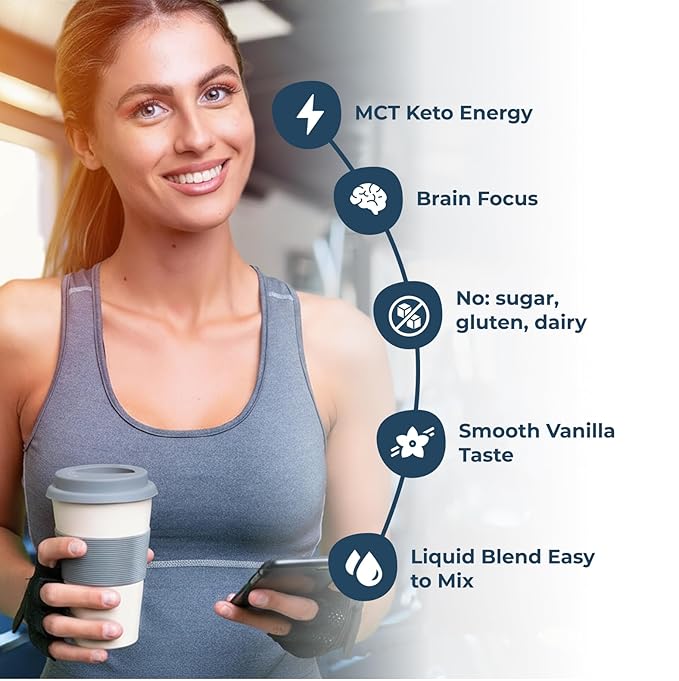 MCT Oil Blend – Vanilla | Keto-Friendly Liquid for Energy & Focus | Dairy-Free, Sugar-Free, Gluten-Free, Vegan | 30 Servings