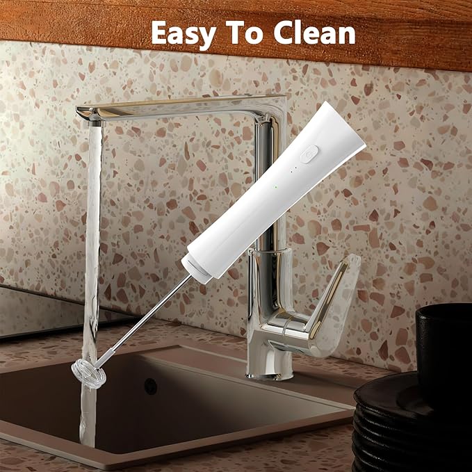 Milk Frother Wand Handheld for Coffee, 2000Mah Rechargeable Drink Mixer With Stand Whisk Cold Electric Foam Maker, 3 Speed Adjustable, Hand Free for Latte, Cappuccino, Matcha, Hot Chocolate, Egg