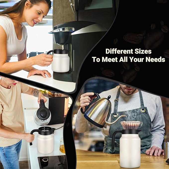 51Oz Thermal Coffee Carafes For Keeping Hot/Cold, Stainless Steel Coffee Carafe, Dustproof Insulated Water Carafe for Party/Home, Cream