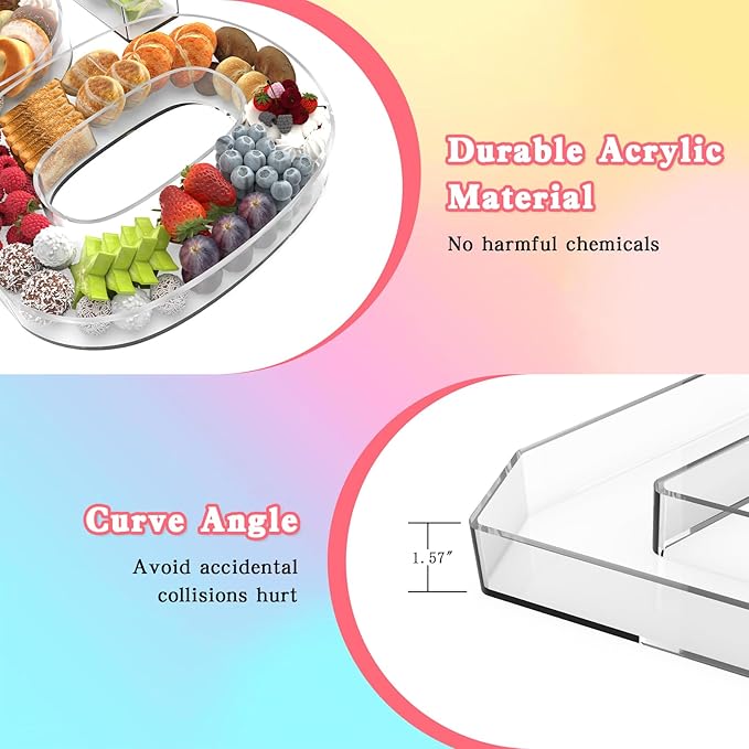 11" Acrylic Number Charcuterie Tray, Fillable Number Charcuterie Box for Food, Reusable Serving Cake Candy Dish Display Tray for Birthday Anniversary Party Decoration (Number 2)