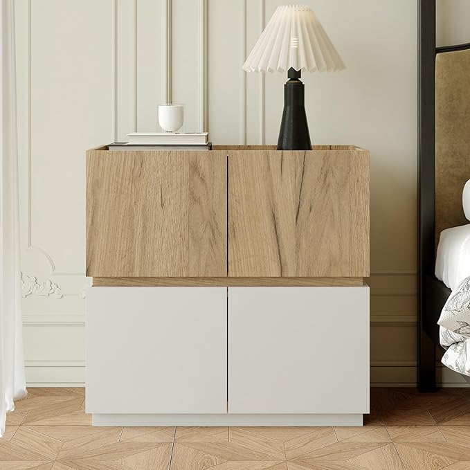 Stackable Small Storage Cabinet with 2 Doors - Modular Closet Solution and Short Storage Cabinet - Elegant Accent Cabinet for Home or Office Organization Walnut